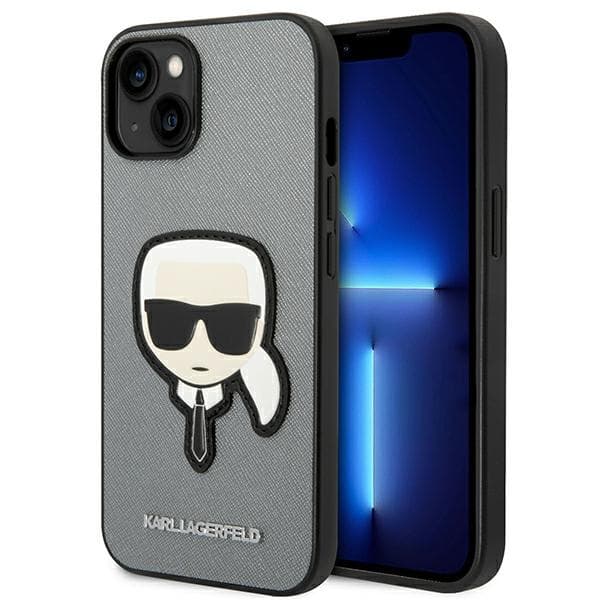 Karl Lagerfeld Saffiano Karl Head Patch Case iPhone 14 Plus (Silver) 1