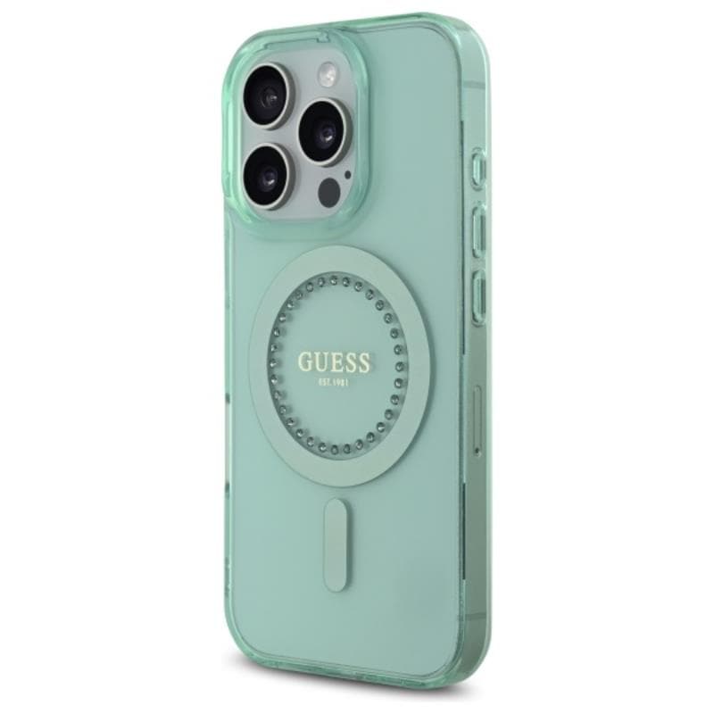 Guess IML Rhinestones MagSafe - Case for iPhone 16 Pro Max (Green) 2