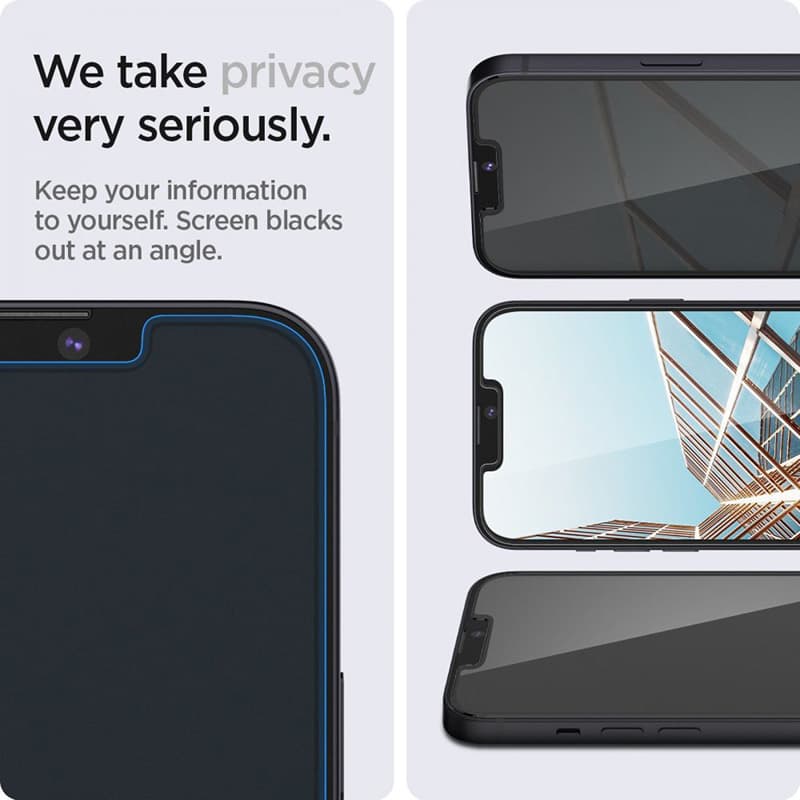Spigen GLAS.TR EZ FIT Privacy 2-Pack - Tempered glass with privacy filter for iPhone 16e / iPhone 14 / iPhone 13 Pro / iPhone 13 2 pcs 6