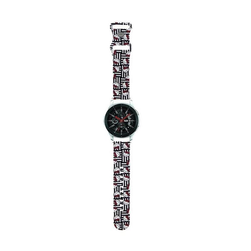 Hello Kitty Silicone Heads & Stripes - Universal strap for smartwatch 22 mm (black) 1