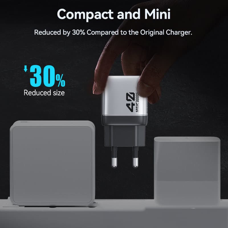 WEKOME WP-U02 Mecha Series - 2x USB-C Super Fast Charger GaN 40W mains charger (Silver) 8