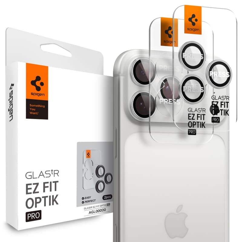 Spigen Optik Pro GLAS.TR EZ Fit Camera Protector 2-Pack - Glass Lens Protector for iPhone 16 Pro / 16 Pro Max / 17 Pro / 17 Pro Max (2 pcs) (Silver) 1