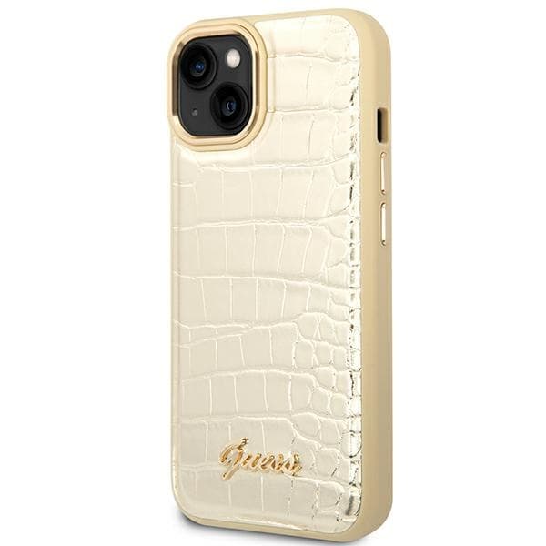 Guess Croco Collection - Case for iPhone 14 Plus (Gold) 2