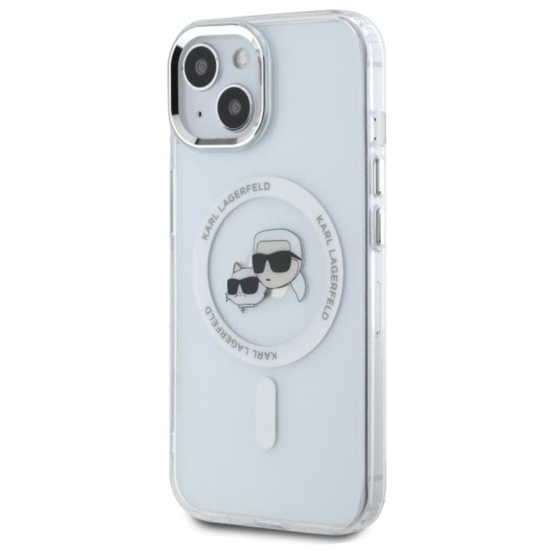 Karl Lagerfeld IML Metal Karl & Choupette Head MagSafe - Case for iPhone 15 (White) 2