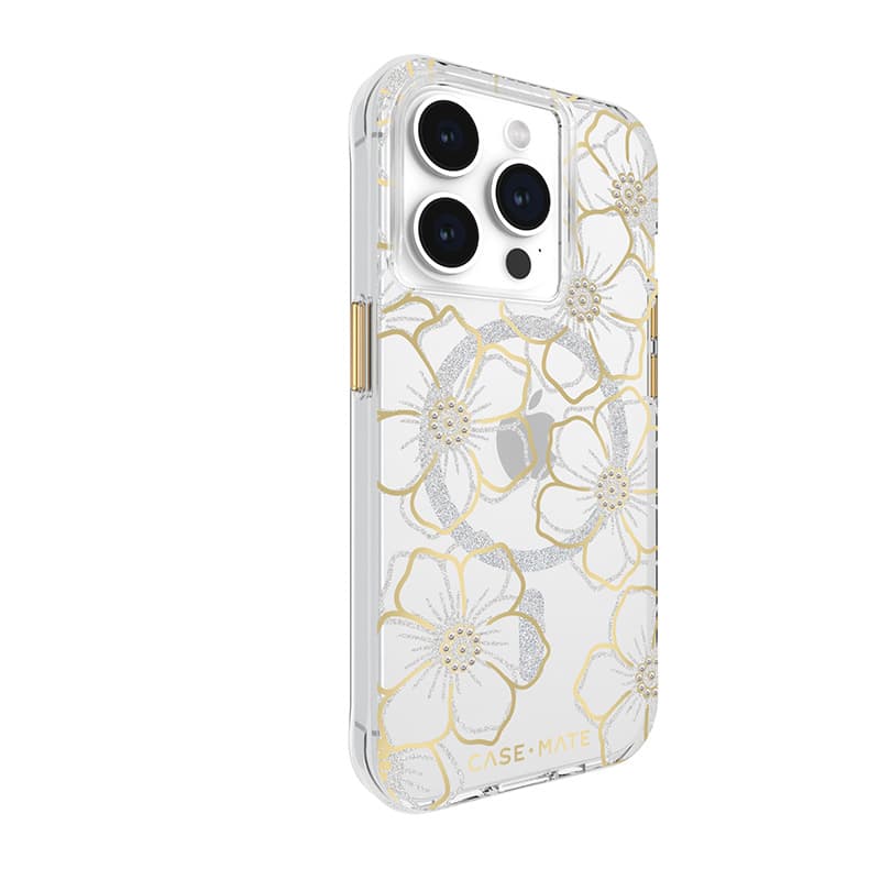Case-Mate Floral Gems MagSafe - iPhone 15 Pro Case (Gold) 2