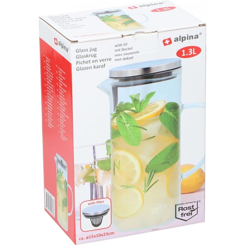 Alpina - A jug with a lid made of borosilicate glass, 1.3l 4