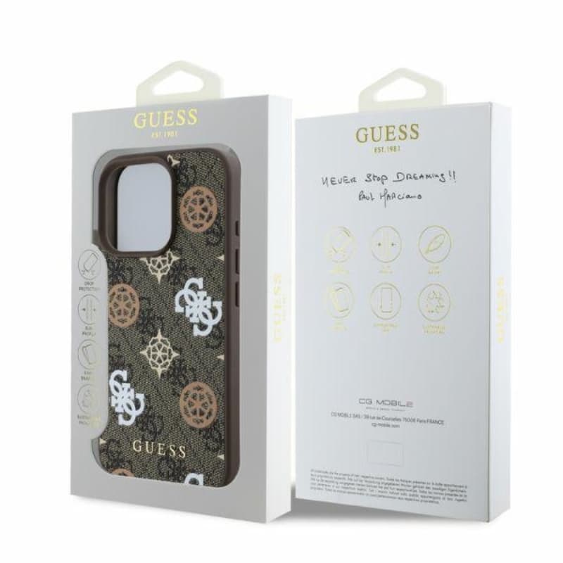 Guess Peony On 4G Background MagSafe - Case for iPhone 16 Pro (brown) 5