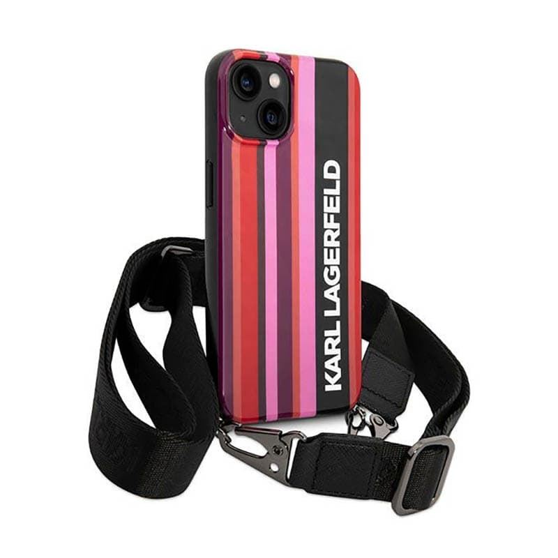 Karl Lagerfeld Color Stripes Strap - Case for iPhone 14 (Pink) 3