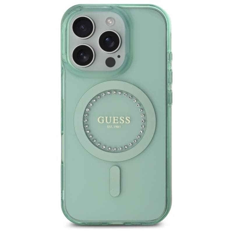 Guess IML Rhinestones MagSafe - Case for iPhone 16 Pro Max (Green) 3