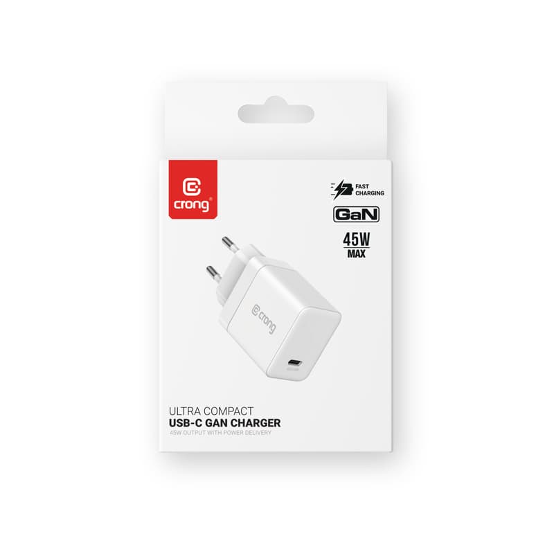 Crong Ultra Compact GaN - USB-C 45W PD 3.0 Wall Charger with PPS (White) 8
