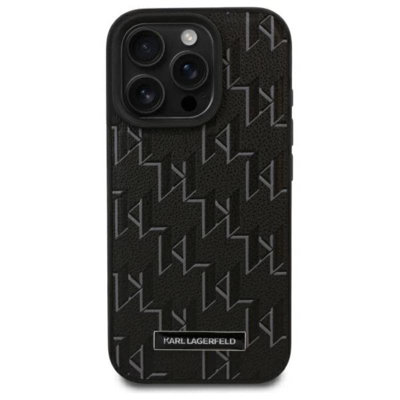Karl Lagerfeld Leather Monogram Metal Logo MagSafe - Case for iPhone 16 Pro (black) 3