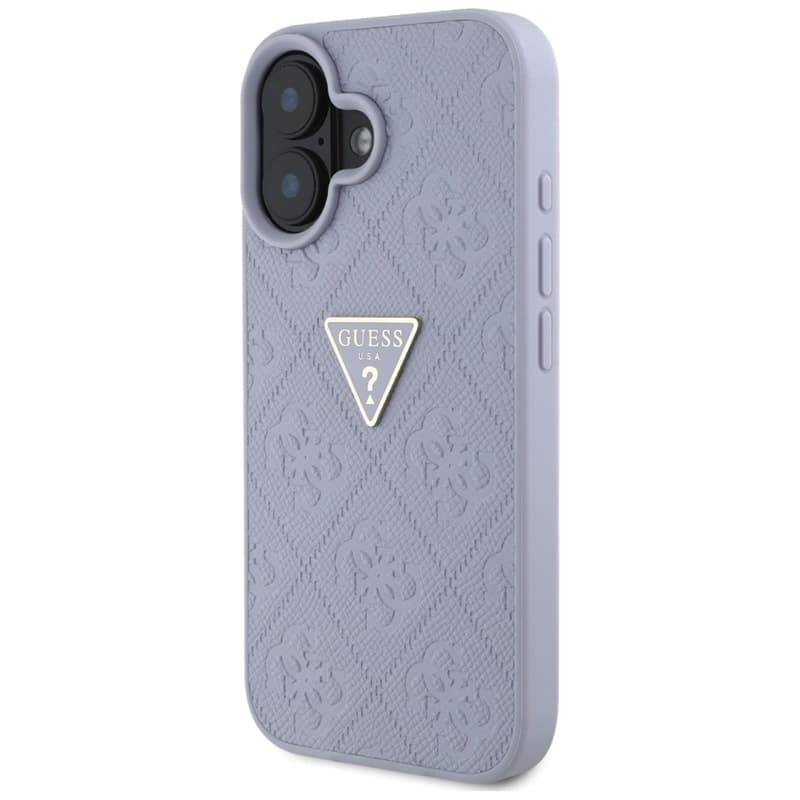 Guess Hot Stamp 4G Pattern Triangle Metal Logo - Case for iPhone 16 (purple) 2