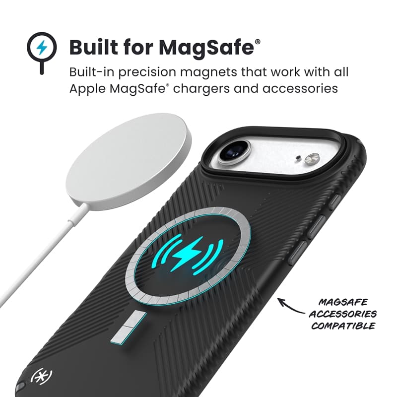 Speck Presidio2 Grip MagSafe - iPhone Air Case (Black / Slate Gray / White) 5