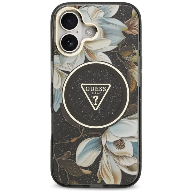 Guess IML Glitter Flowers Triangle MagSafe - Case iPhone 17 (black) 3