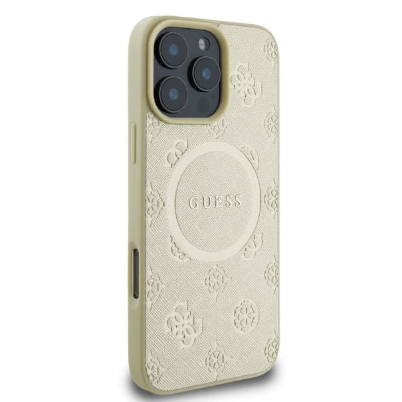 Guess Saffiano Peony Classic Logo MagSafe - Case for iPhone 16 Pro (gold) 2