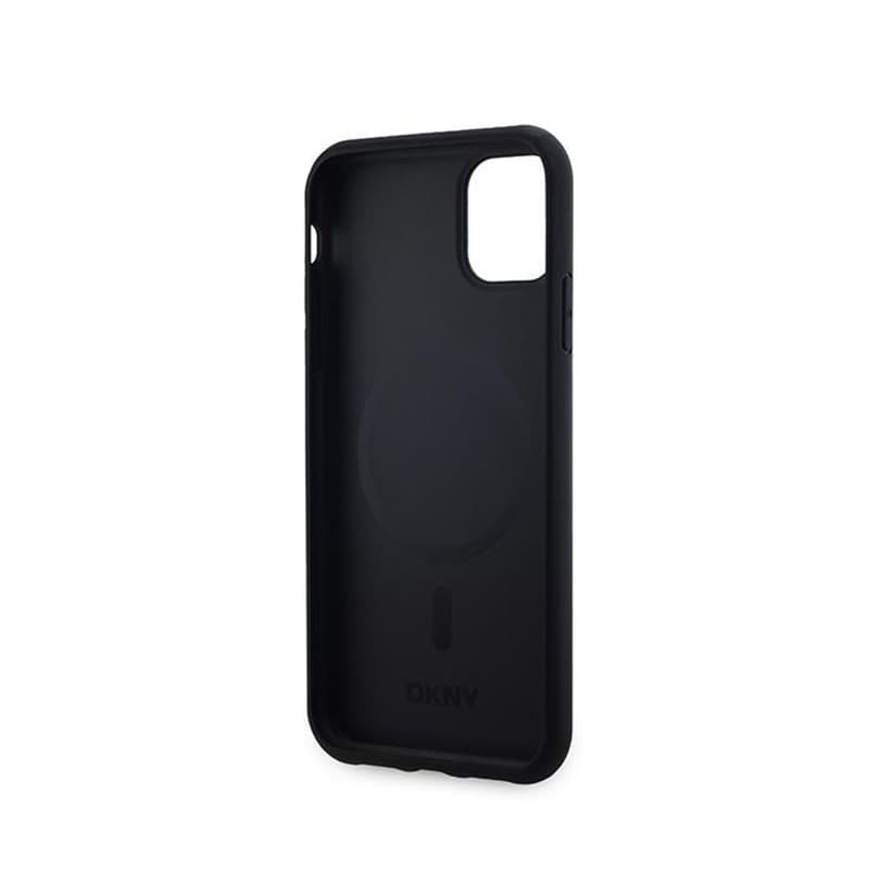 DKNY Leather Checkered Mono Pattern MagSafe - Case for iPhone 11 (Black) 7