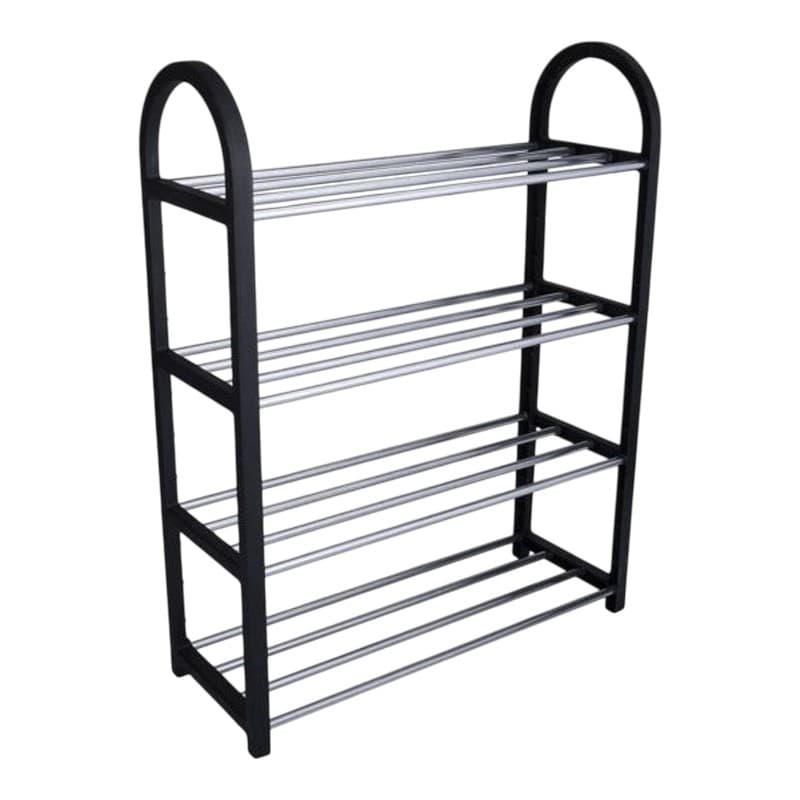 Alpina - Shoe Rack / Shelf / Stand 4-Tier 50x18.5x57 cm (Silver / Black) 4