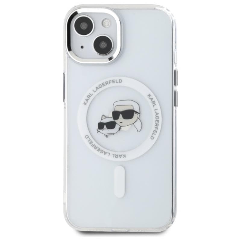 Karl Lagerfeld IML Metal Karl & Choupette Head MagSafe - Case for iPhone 15 (White) 3