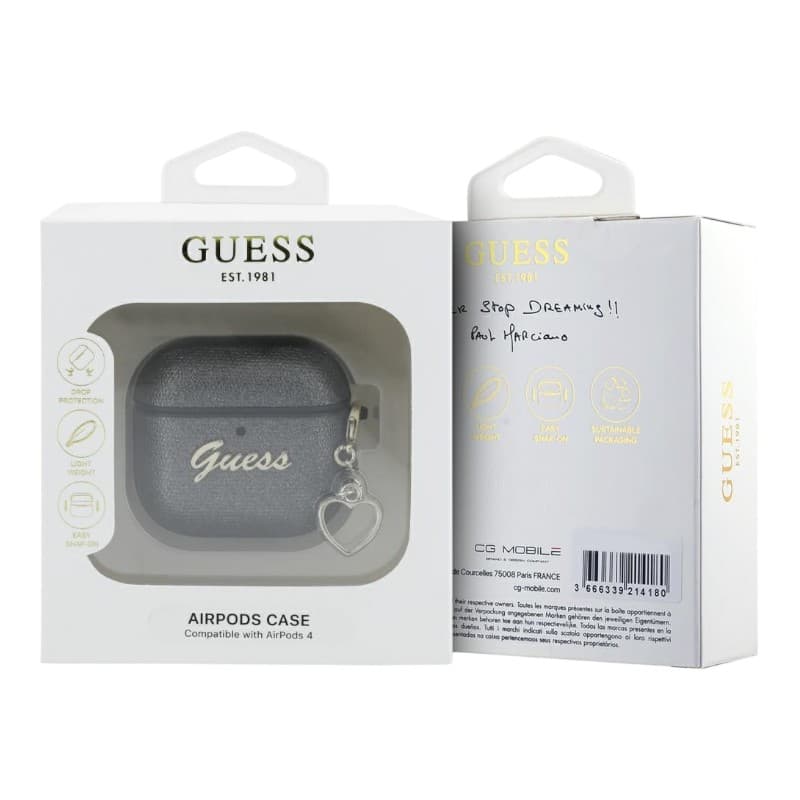 Guess Metallic Script Charm - AirPods 4 Case (black) 3