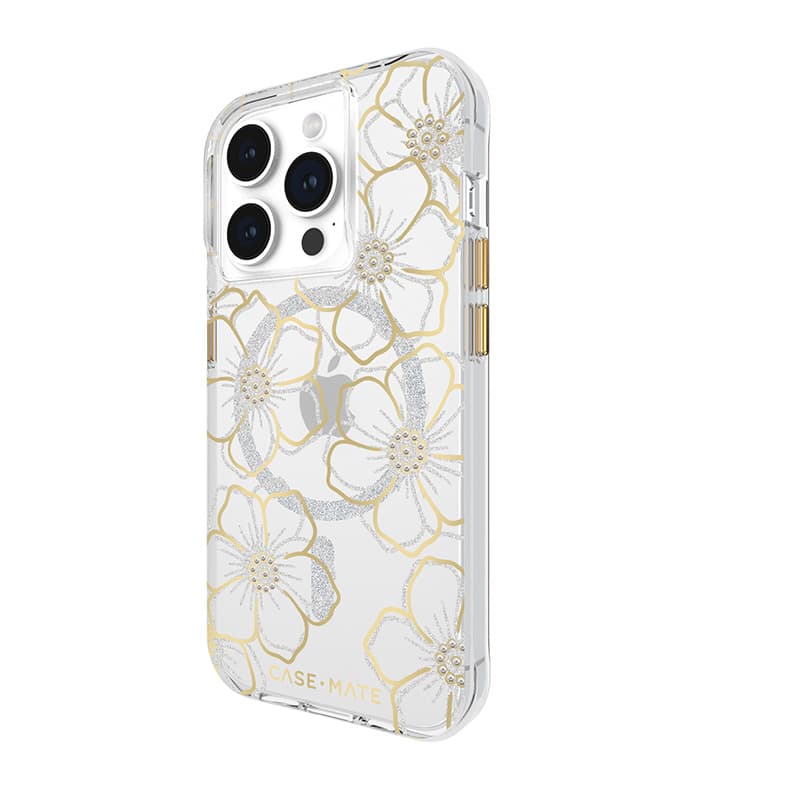 Case-Mate Floral Gems MagSafe - iPhone 15 Pro Case (Gold) 3