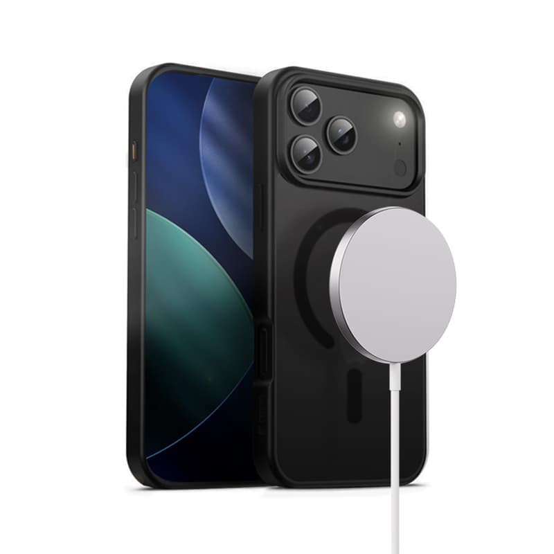 Crong Hybrid Frost MAG Cover - MagSafe iPhone 17 Pro Max Case (Black) 1