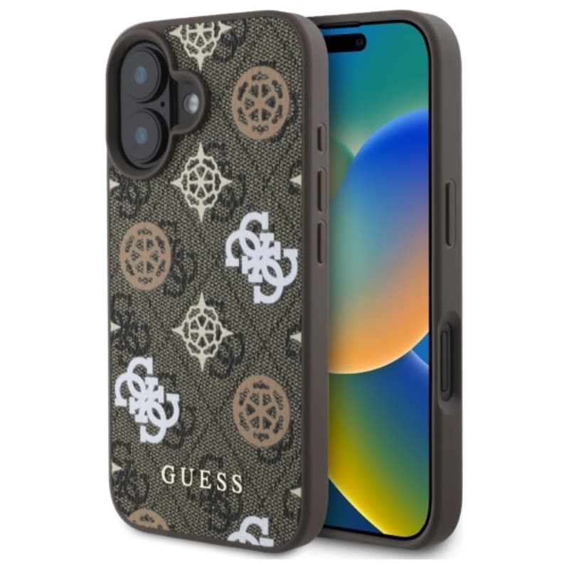 Guess Peony On 4G Background MagSafe - Case for iPhone 16 (brown) 1