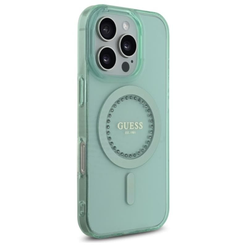 Guess IML Rhinestones MagSafe - Case for iPhone 16 Pro Max (Green) 4
