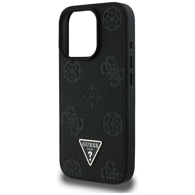 Guess Grained Hot Stamp Peony Triangle Logo MagSafe - Case for iPhone 16 Pro Max (black) 6