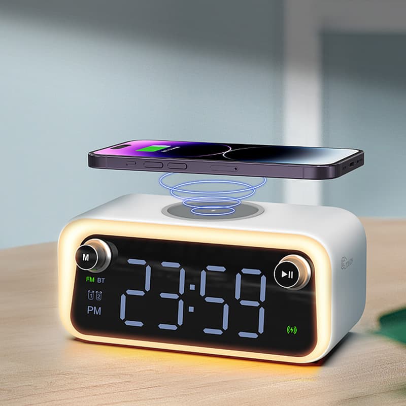 WEKOME Beluga D6 Dream - Multi-functional wireless speaker / FM radio with indirectional charging 15W MagSafe (White) 5