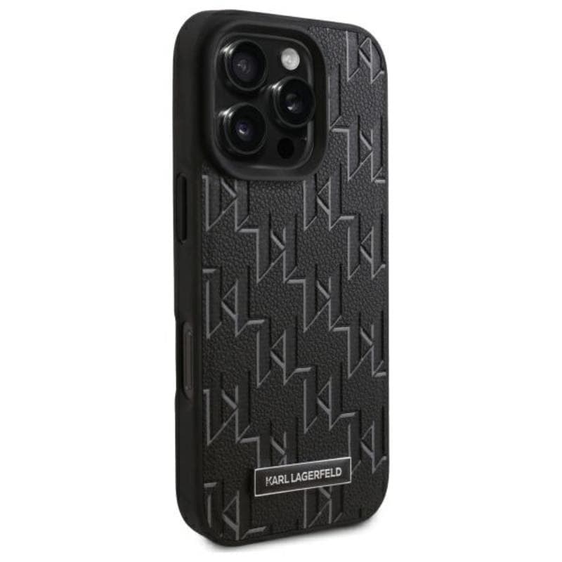 Karl Lagerfeld Leather Monogram Metal Logo MagSafe - Case for iPhone 16 Pro (black) 4