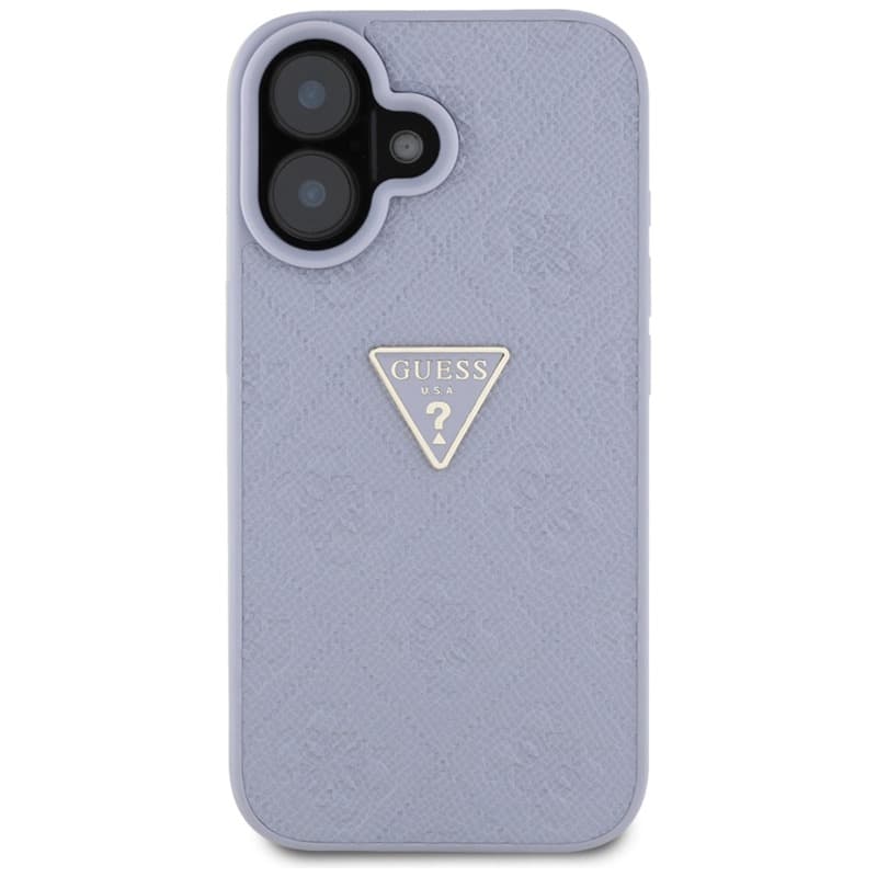 Guess Hot Stamp 4G Pattern Triangle Metal Logo - Case for iPhone 16 (purple) 3