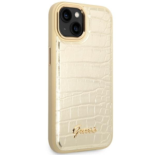 Guess Croco Collection - Case for iPhone 14 Plus (Gold) 4