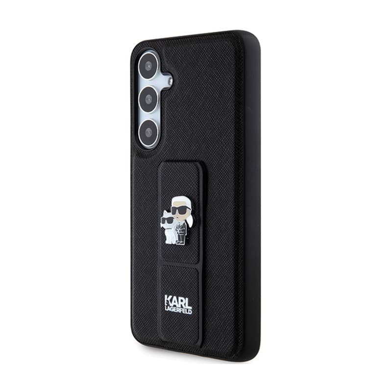 Karl Lagerfeld Gripstand Saffiano Karl & Choupette Pins - Samsung Galaxy S24+ Case (black) 2
