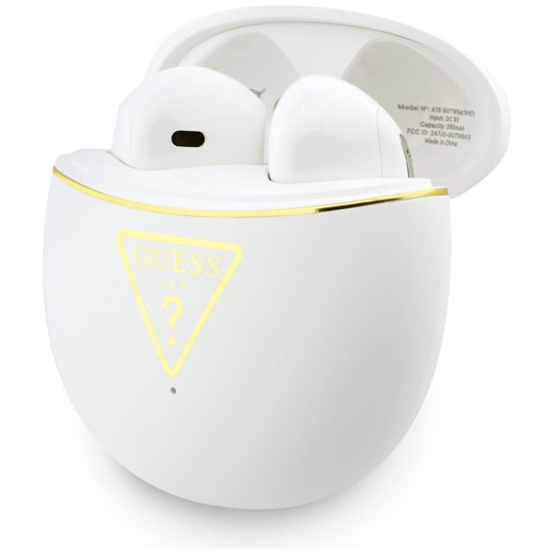 Guess Gold Line Triangle - TWS Bluetooth Earphones + Charging Case (White) 3