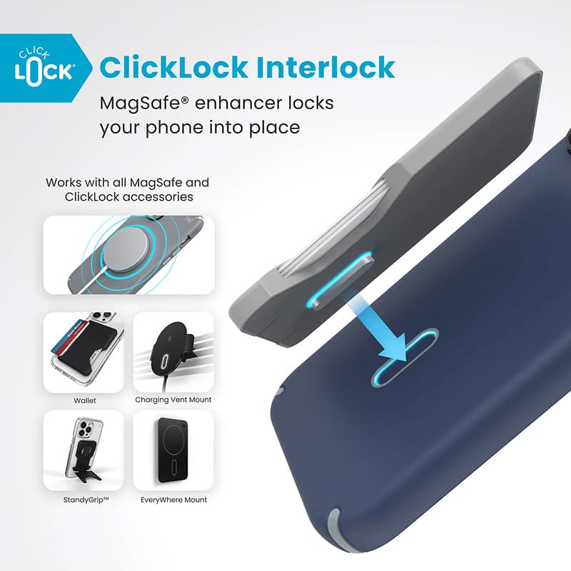 Speck Presidio2 Pro ClickLock & MagSafe - iPhone 16 Pro Max Case (Coastal Blue / Dust Gray / White) 2