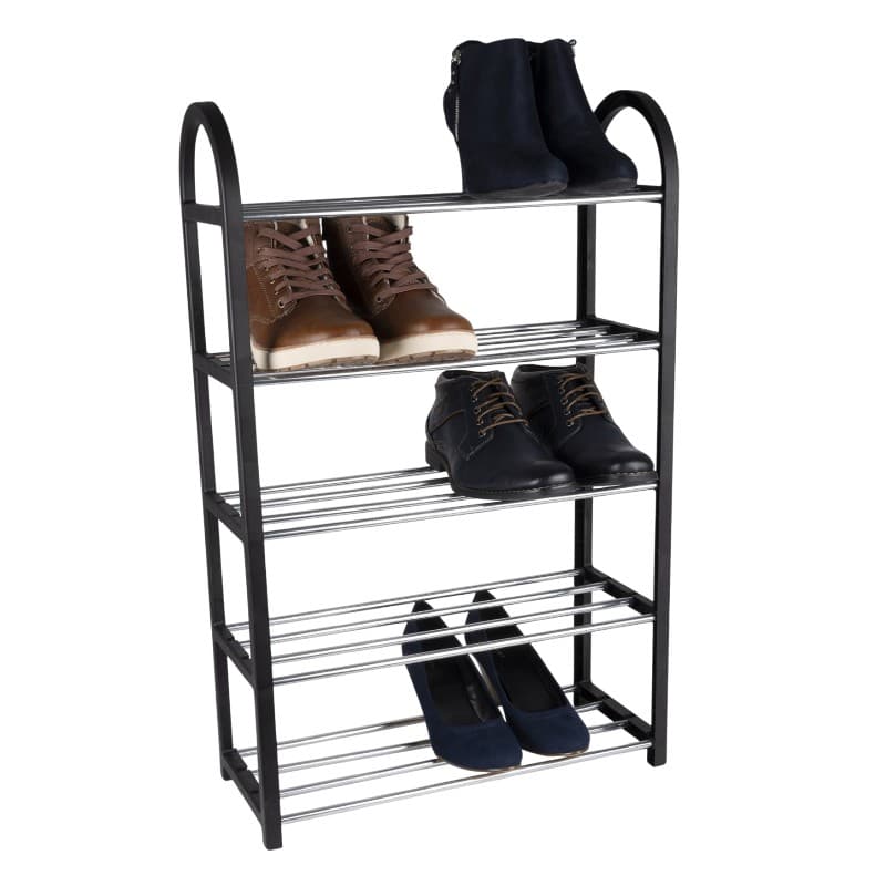 Alpina - Shoe Rack / Shelf / Stand 5-Tier 50x20x77 cm (Silver / Black) 2