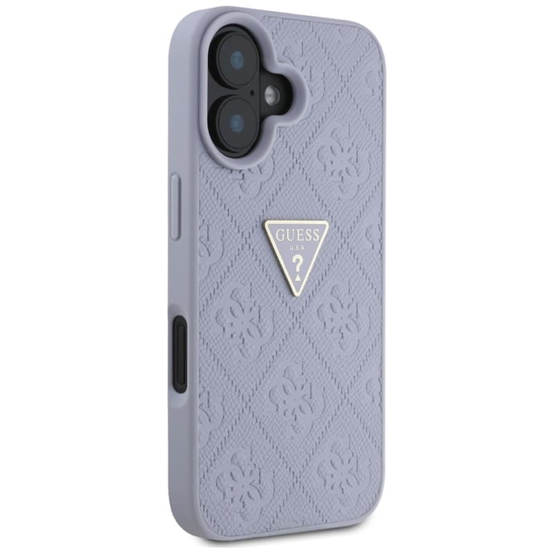Guess Hot Stamp 4G Pattern Triangle Metal Logo - Case for iPhone 16 (purple) 4
