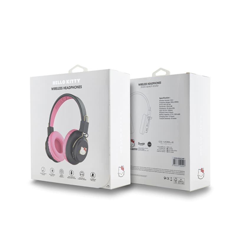 Hello Kitty Metal Logo Round Shape - Bluetooth wireless in-ear headphones V5.3 (pink) 4