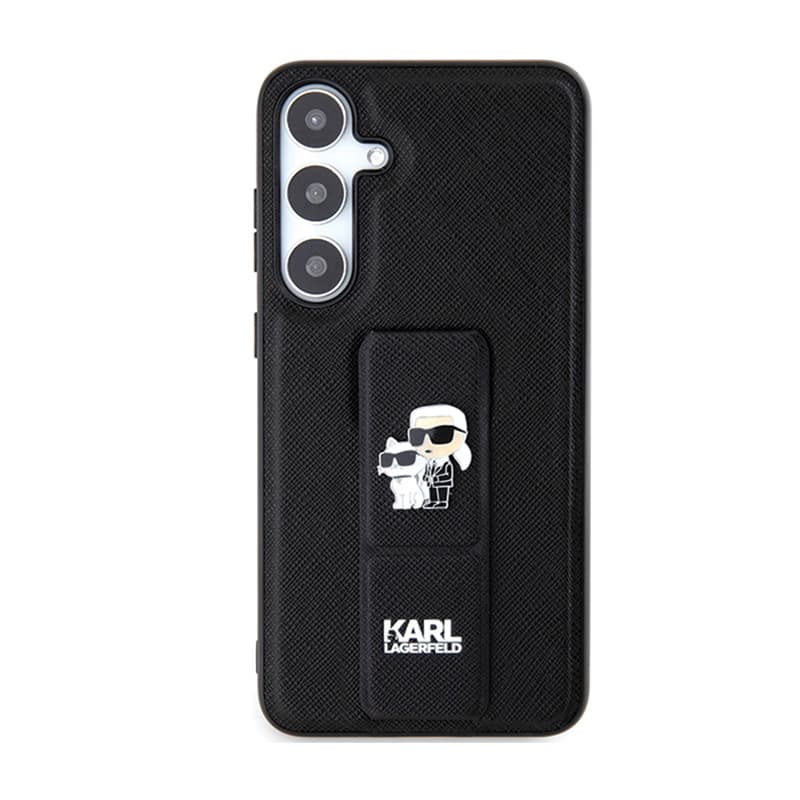Karl Lagerfeld Gripstand Saffiano Karl & Choupette Pins - Samsung Galaxy S24+ Case (black) 3