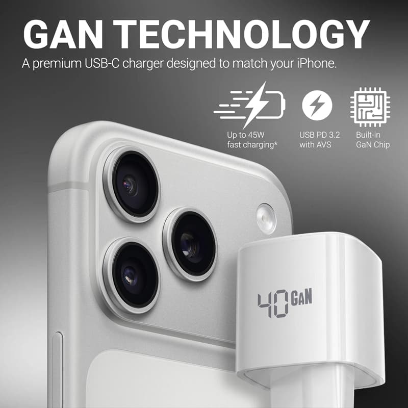 Crong NEO GaN Charger - USB-C 40W PD Charger with AVS (White) 7