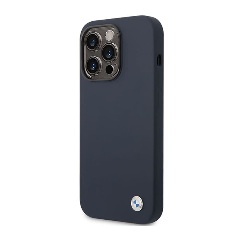 BMW Liquid Silicone Case Metal Logo - Case for iPhone 14 Pro (Navy Blue) 2