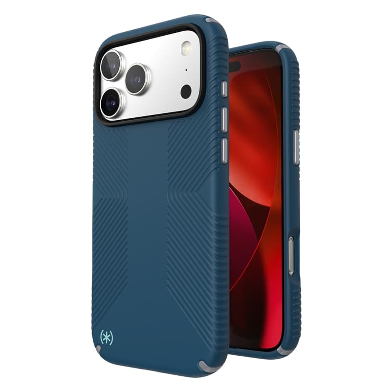 Speck Presidio2 Grip MagSafe - iPhone 17 Pro Max Case (Deep Sea/Silver Metallic) 1