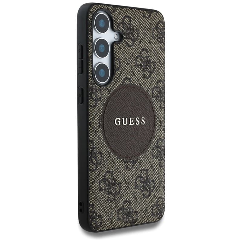 Guess 4G Round Patch Classic Logo MagSafe - Case for Samsung Galaxy S25+ (brown) 4