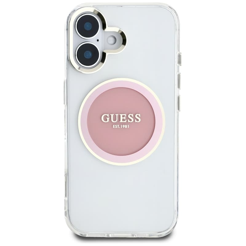 Guess IML Metal Colored Circle Classic Logo MagSafe - Case for iPhone 16 (pink) 3