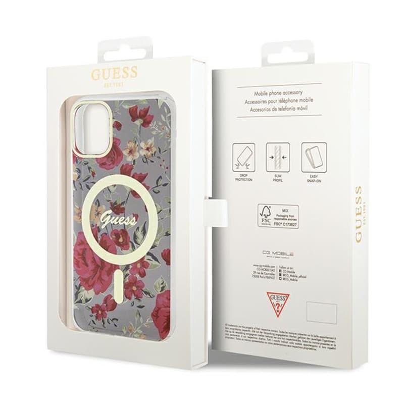 Guess Flower MagSafe - Case for iPhone 11 (Green) 8