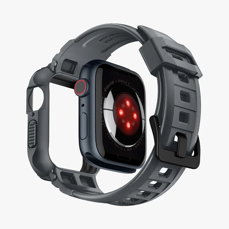 Spigen Rugged Armor Pro - Strap with case for Apple Watch 4/5/6/7/8/9/SE 44/45 mm (Dark Grey) 2