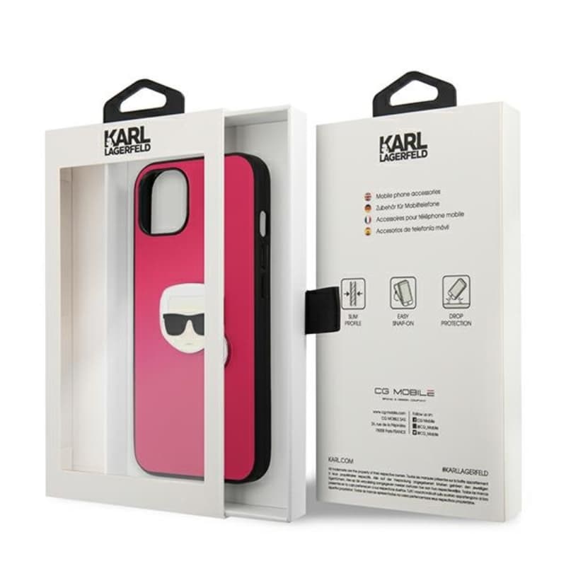 Karl Lagerfeld PU Leather Karl's Head Metal - Case for iPhone 13 mini (Pink) 8