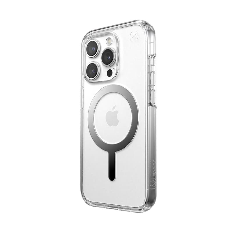 Speck Presidio Perfect-Clear MagSafe - iPhone 15 Pro Case (Clear / Chrome Finish / Serene Silver) 2