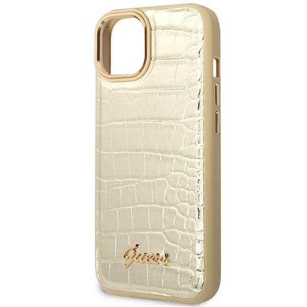 Guess Croco Collection - Case for iPhone 14 Plus (Gold) 6