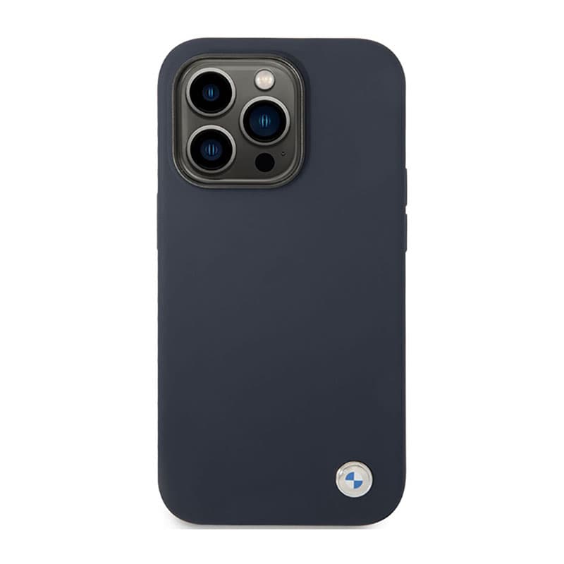 BMW Liquid Silicone Case Metal Logo - Case for iPhone 14 Pro (Navy Blue) 3